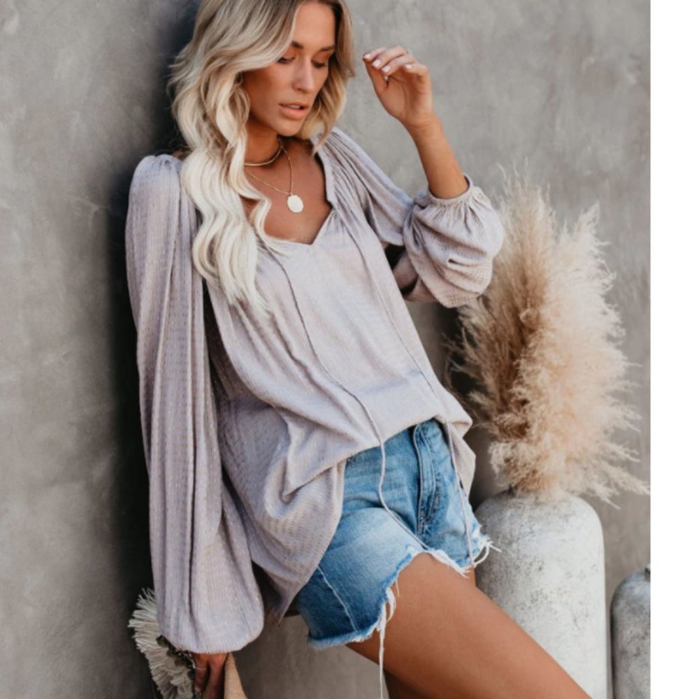 LENA V Neck Tunic Blouse